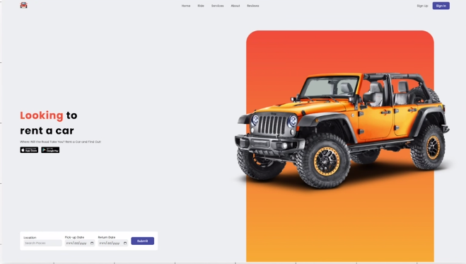 Rent Car Landing Page